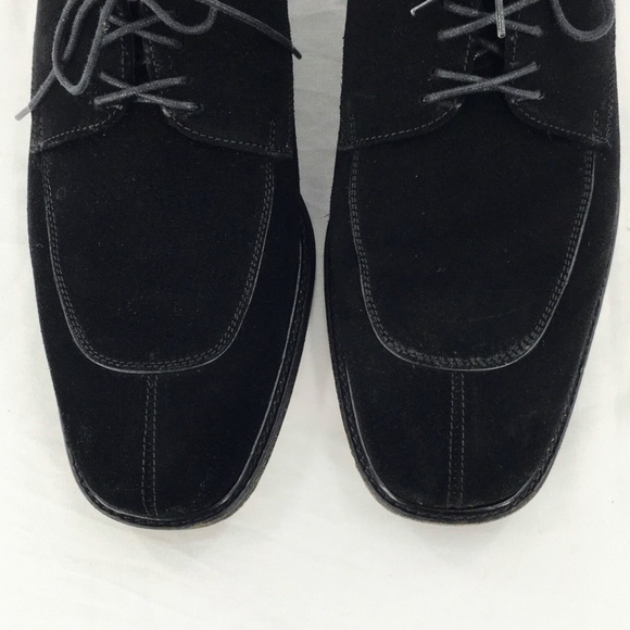 Salvatore Ferragamo Mens Suede Oxford Shoe Black Apron Split Toe Lace Up Sz 9 - Picture 4 of 15